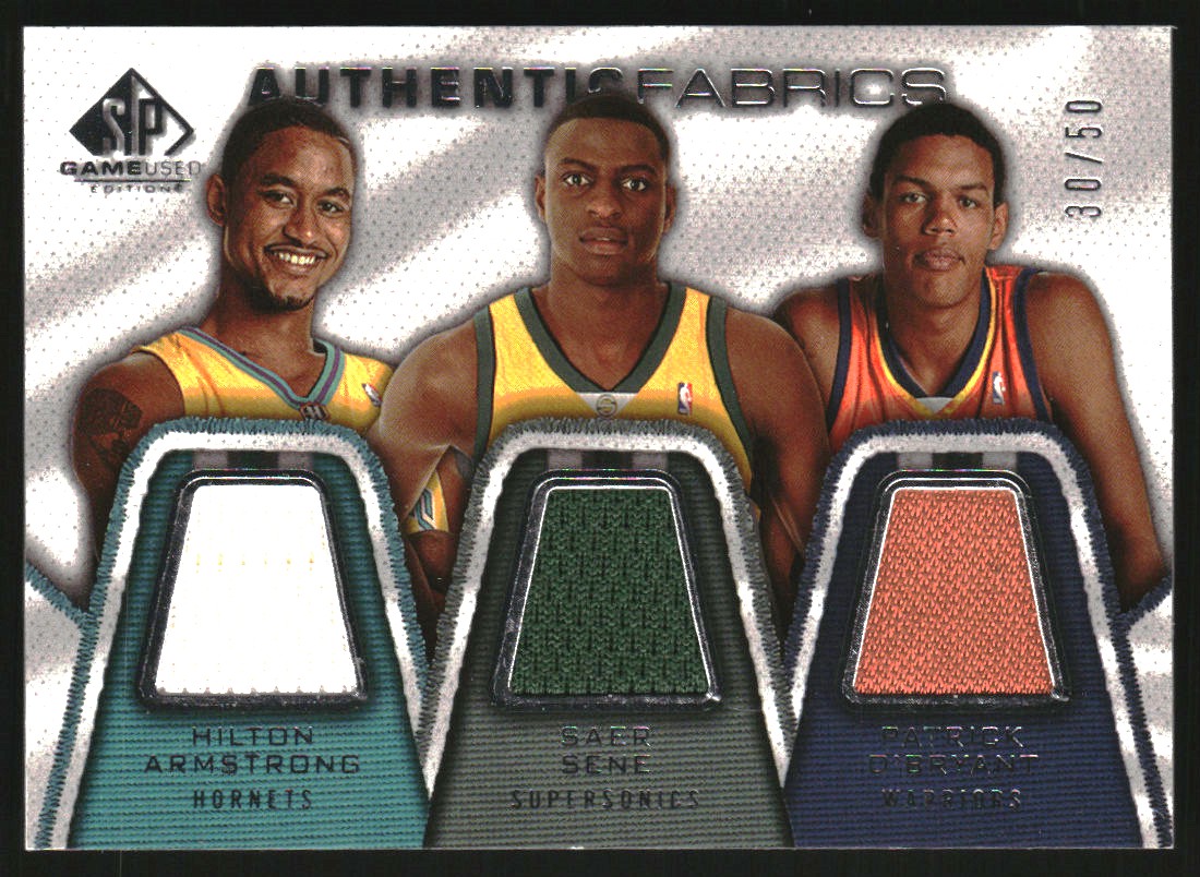 2007-08 SP Game Used Authentic Fabrics Triple #ASO Hilton Armstrong/Saer Sene/Patrick O'Bryant