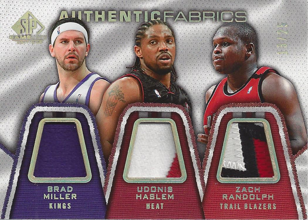 2007-08 SP Game Used Authentic Fabrics Triple Patch #MHR Brad Miller/Udonis Haslem/Zach Randolph