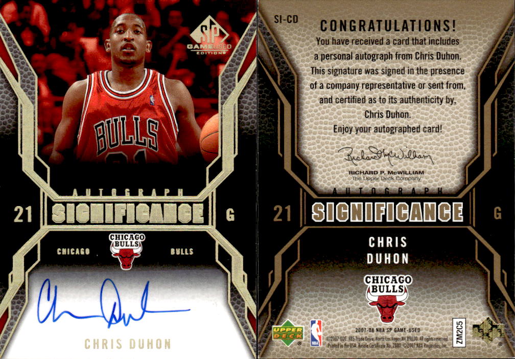 2007-08 SP Game Used SIGnificance #SICD Chris Duhon