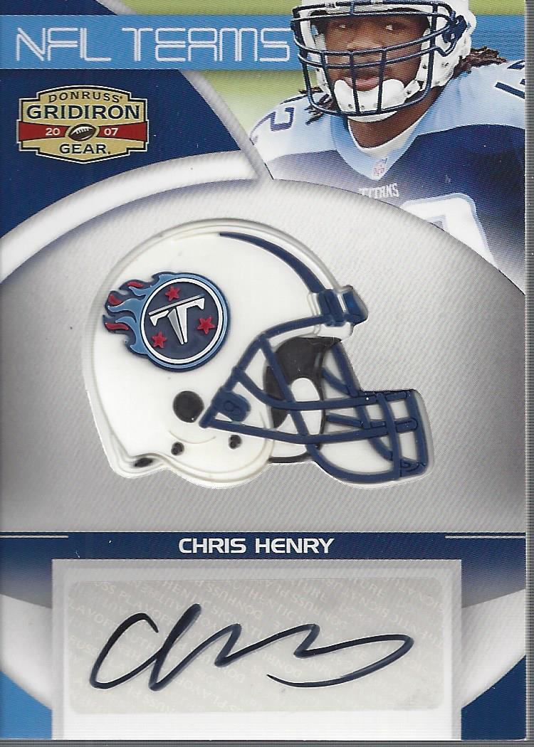 2007 Donruss Gridiron Gear NFL Teams Rookie Signatures #25 Chris Henry RB EXCH