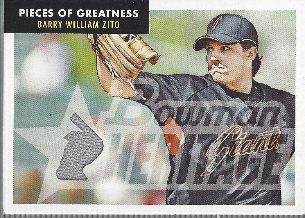 2007 Bowman Heritage Pieces of Greatness #BZ Barry Zito Pants C