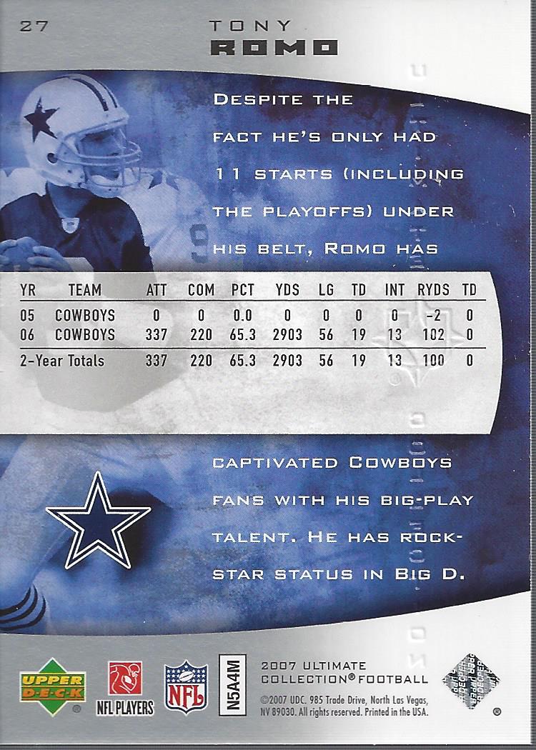2007 Ultimate Collection #27 Tony Romo back image
