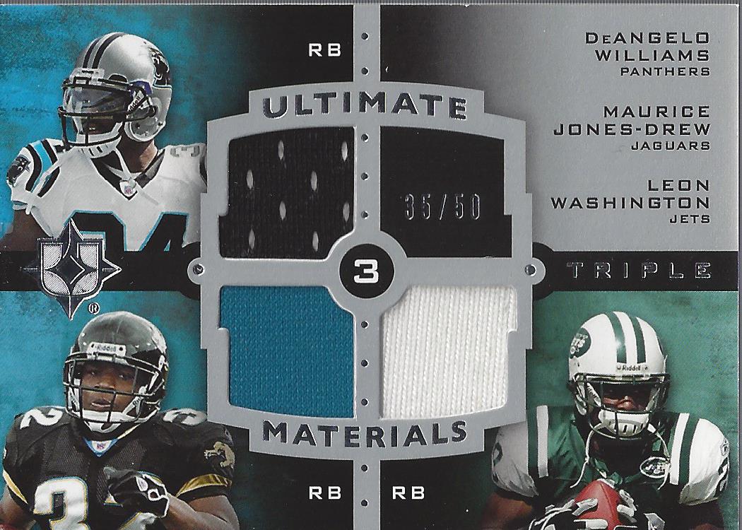 2007 Ultimate Collection Materials Triple #29 DeAngelo Williams/Maurice Jones-Drew/Leon Washington