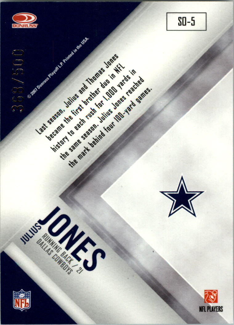 2007 Leaf Rookies and Stars Standing Ovation Blue #5 Julius Jones back image