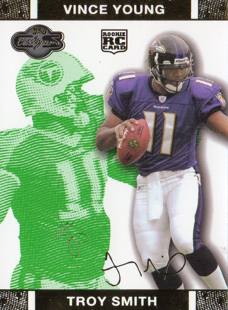2007 Topps Co-Signers Changing Faces Gold Green #57B Troy Smith/Vince Young