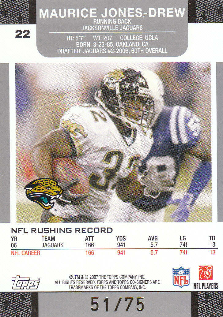 2007 Topps Co-Signers Changing Faces Holosilver Green #22B Maurice Jones-Drew/Mike Walker back image