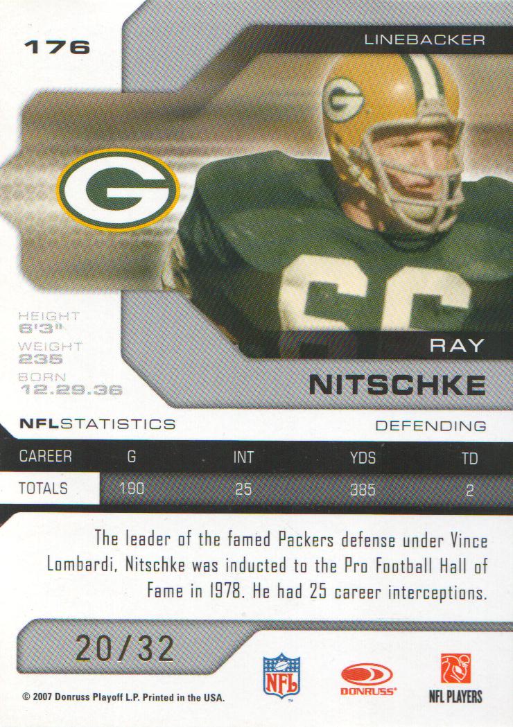 2007 Leaf Limited Bronze Spotlight #176 Ray Nitschke back image