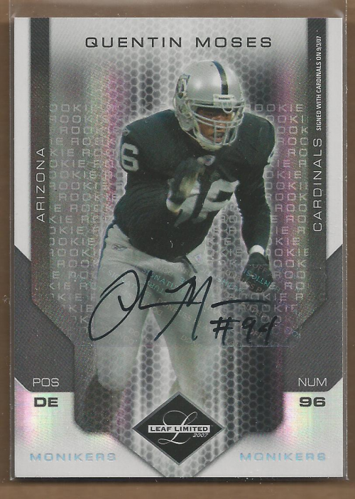 2007 Leaf Limited Monikers Autographs Silver #272 Quentin Moses
