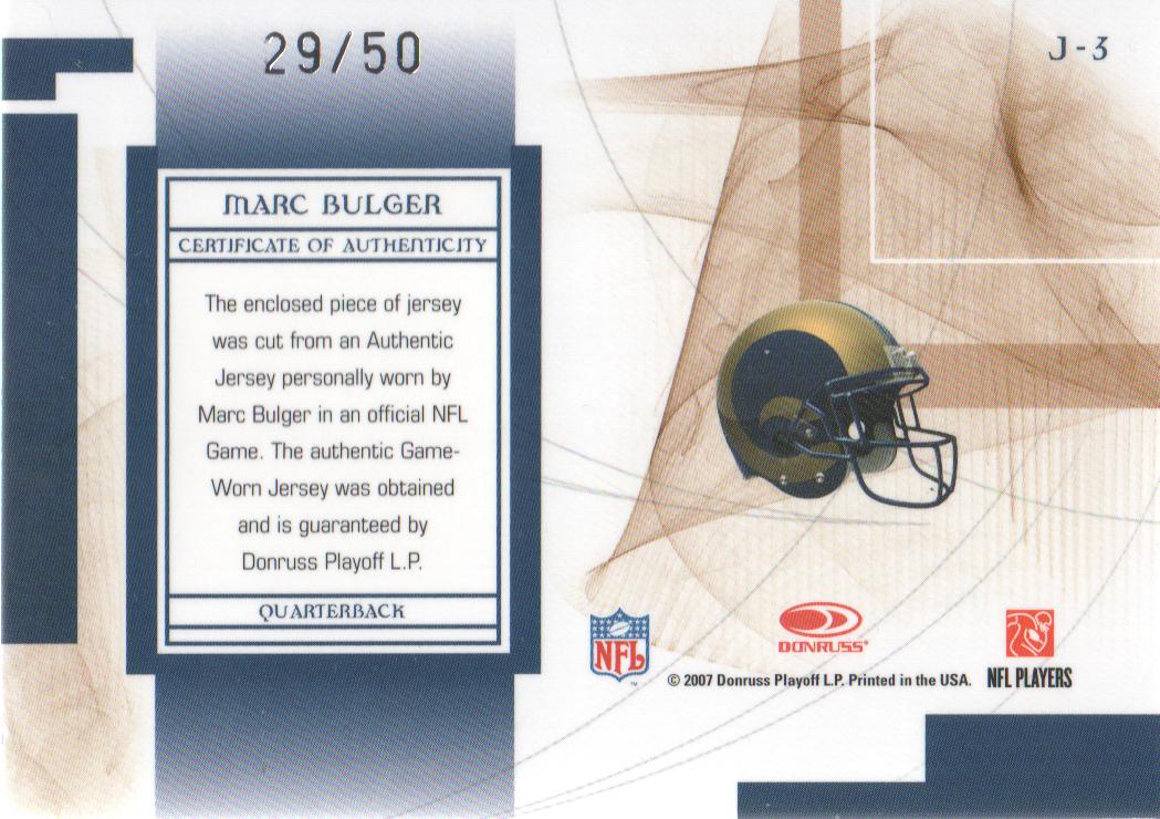 2007 Leaf Limited Jumbo Jerseys #3 Marc Bulger back image