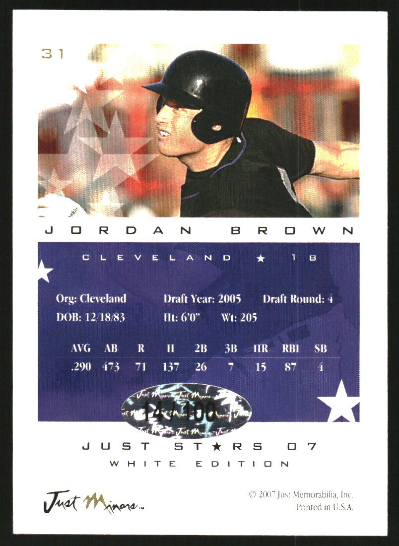 2007 Just Stars Autographs #31 Jordan Brown back image