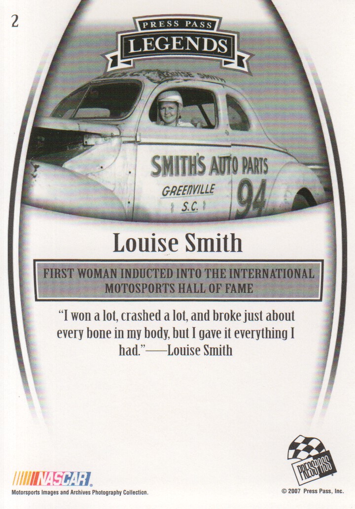 2007 Press Pass Legends #2 Louise Smith back image