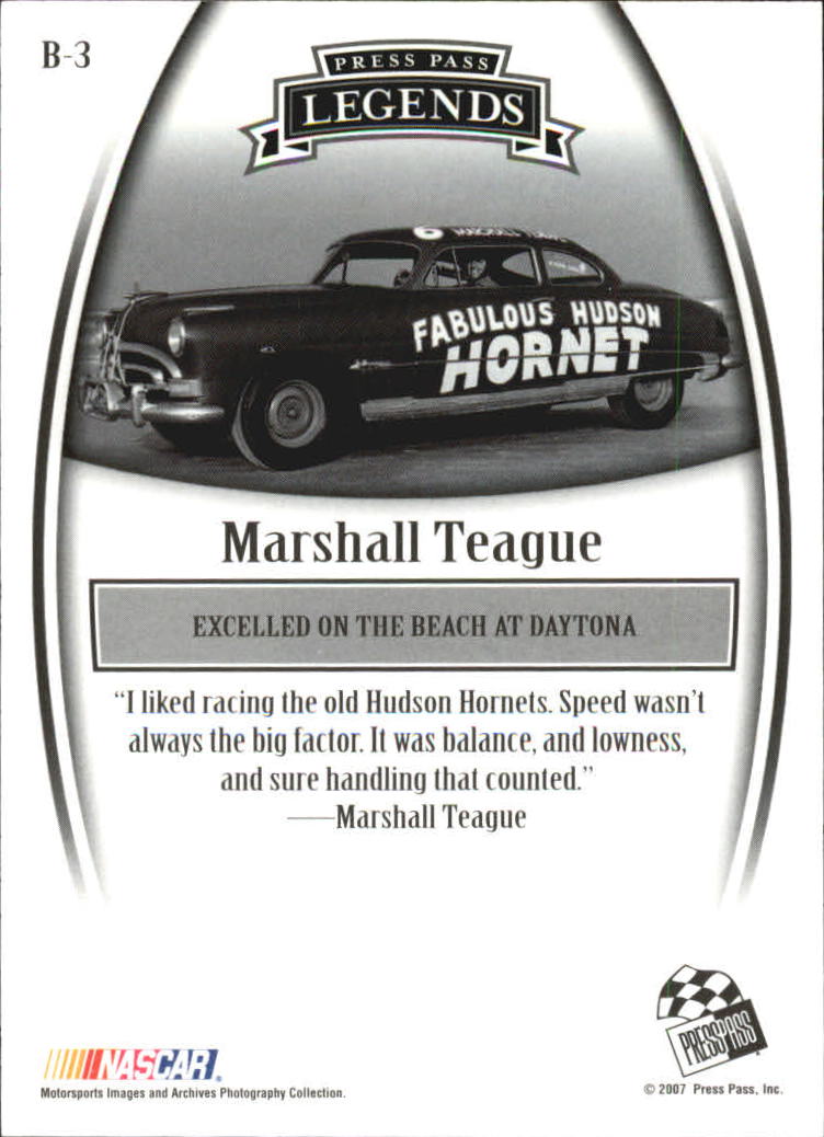 2007 Press Pass Legends Blue #B3 Marshall Teague back image