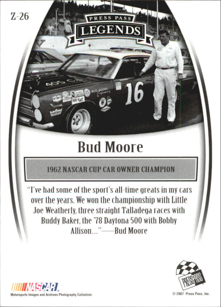 2007 Press Pass Legends Bronze #Z26 Bud Moore back image