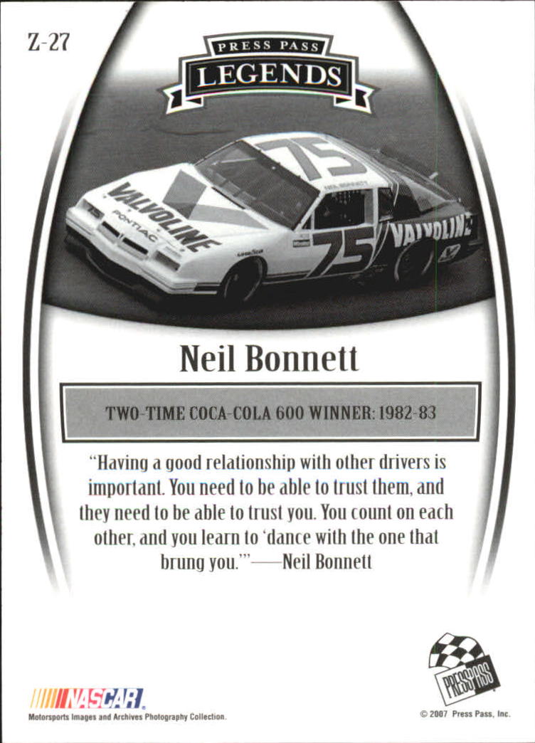2007 Press Pass Legends Bronze #Z27 Neil Bonnett back image