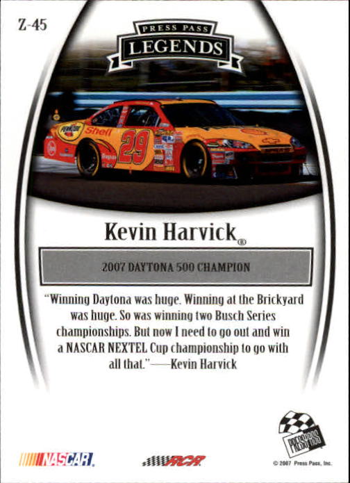 2007 Press Pass Legends Bronze #Z45 Kevin Harvick back image