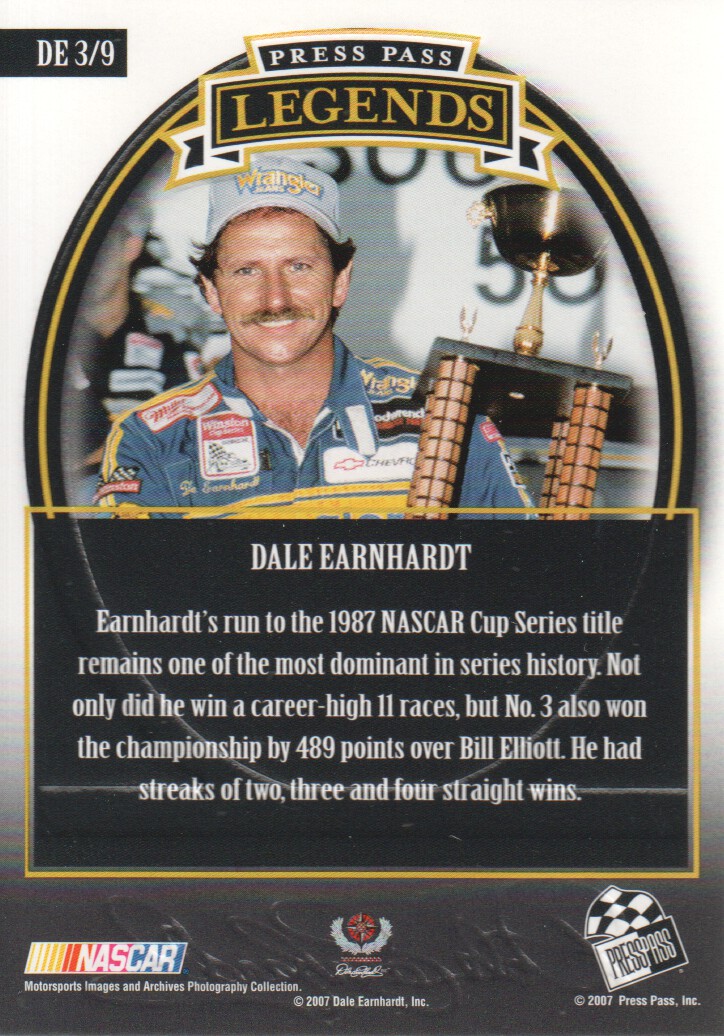 2007 Press Pass Legends Dale Earnhardt Silver #DE3 Dale Earnhardt back image