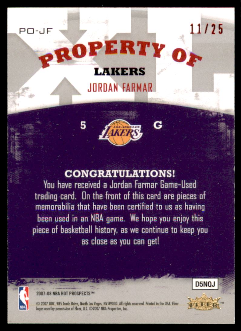 2007-08 Fleer Hot Prospects Property of Red #JF Jordan Farmar