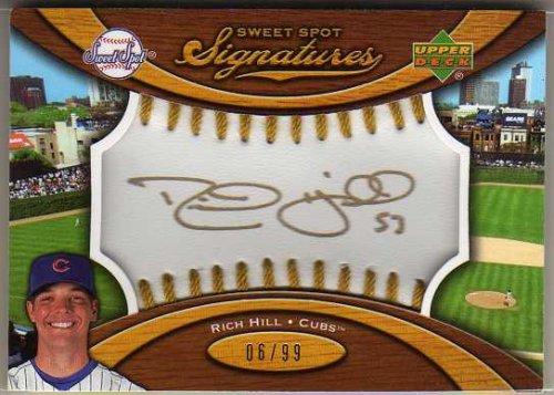2007 Sweet Spot Signatures Gold Stitch Gold Ink #SSRH Rich Hill/99