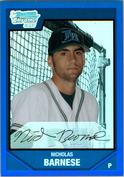 2007 Bowman Chrome Draft Draft Picks Blue Refractors #BDPP13 Nicholas Barnese
