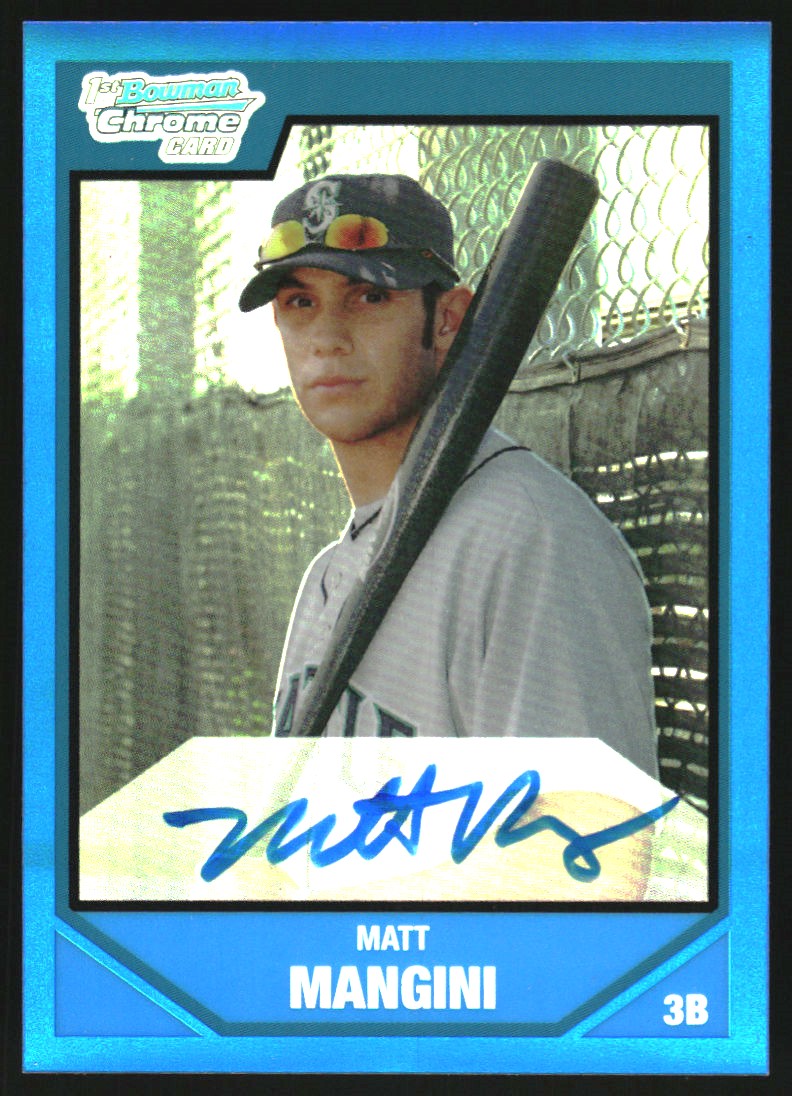 2007 Bowman Chrome Draft Draft Picks Blue Refractors #BDPP129 Matt Mangini AU