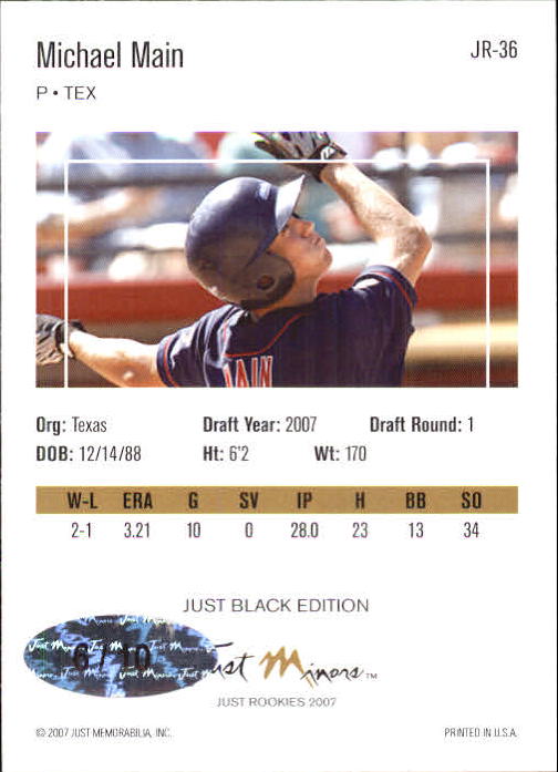 2007 Just Rookies Autographs Black #36 Michael Main
