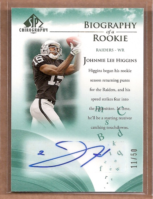 2007 SP Chirography Biography of a Rookie Autographs Emerald #BORHI Johnnie Lee Higgins