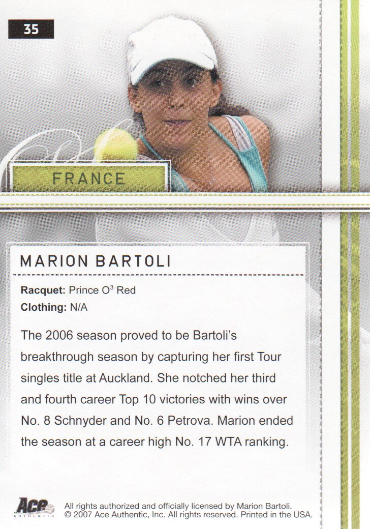 2007 Ace Authentic Straight Sets BASE Tennis Karten Auswahl aus Liste - Bild 49 von 77