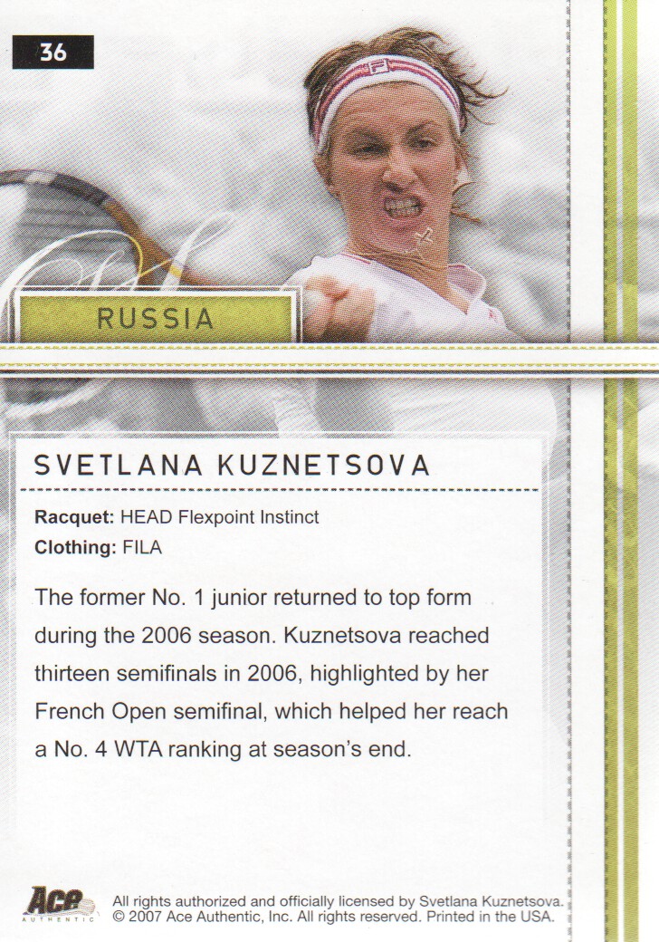 2007 Ace Authentic Straight Sets BASE Tennis Karten Auswahl aus Liste - Bild 51 von 77