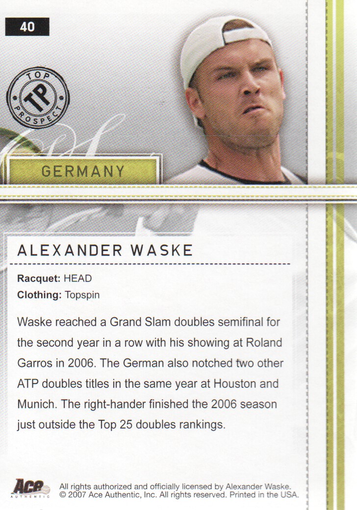 2007 Ace Authentic Straight Sets BASE Tennis Karten Auswahl aus Liste - Bild 57 von 77