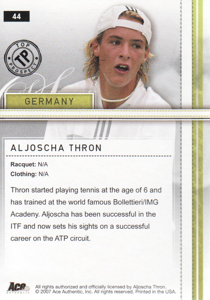 2007 Ace Authentic Straight Sets BASE Tennis Karten Auswahl aus Liste - Bild 65 von 77