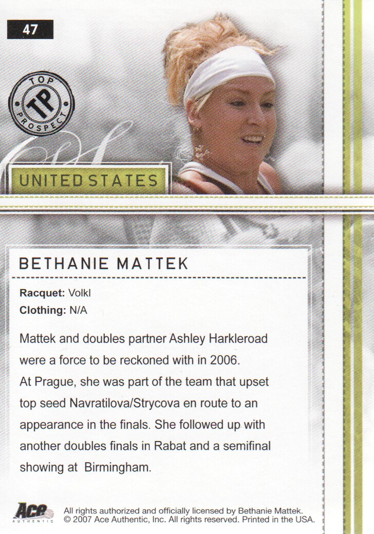 2007 Ace Authentic Straight Sets BASE Tennis Karten Auswahl aus Liste - Bild 71 von 77