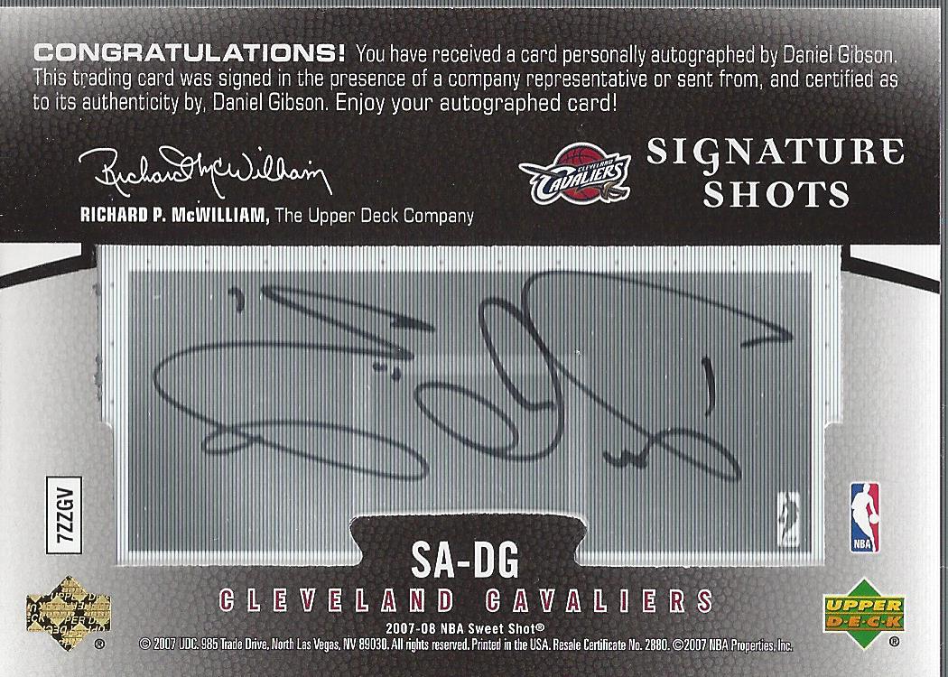 2007-08 Sweet Shot Signature Shots Acetate #DG Daniel Gibson/25 back image