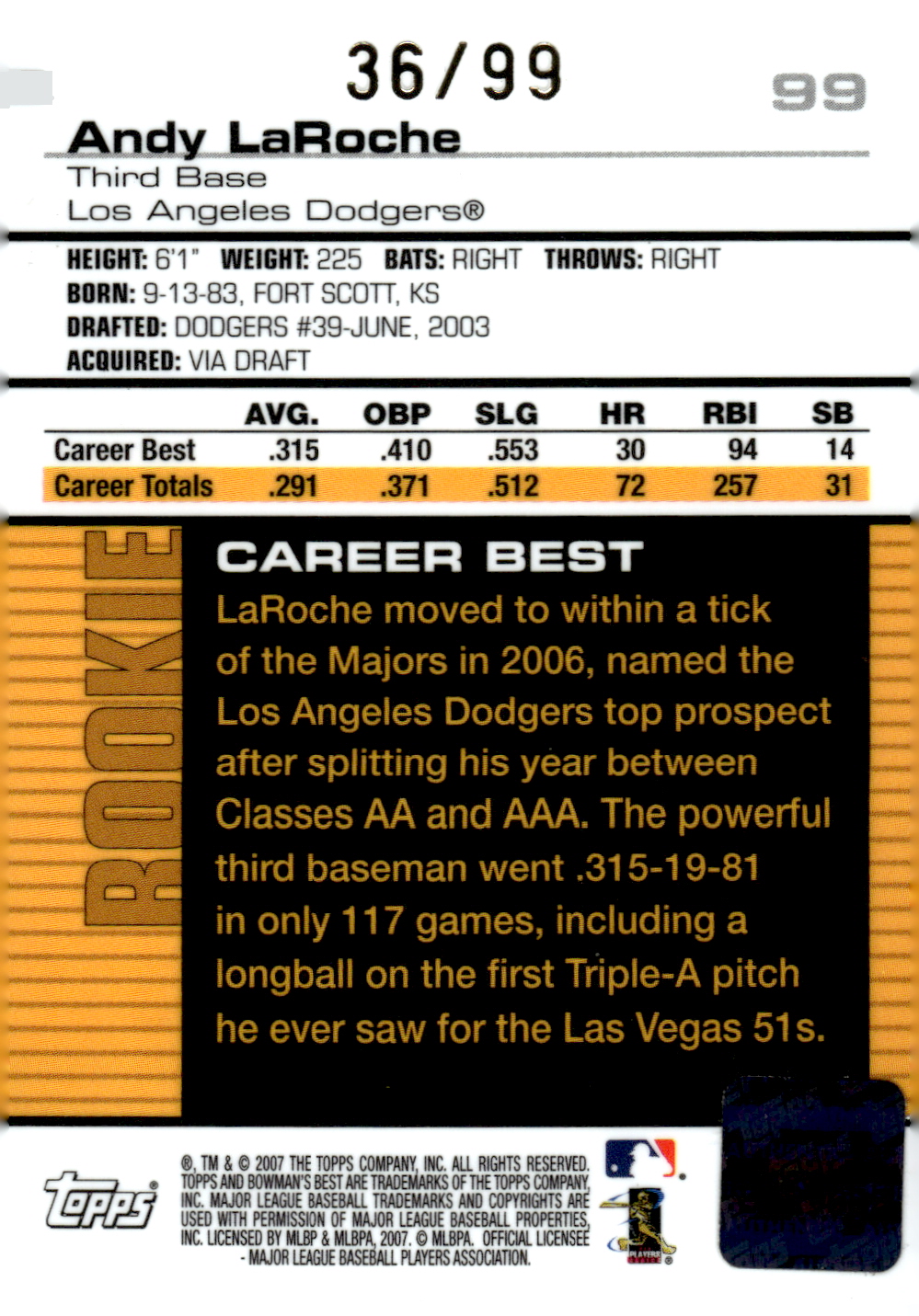 2007 BOWMAN'S BEST BLUE BASEBALL ASSORTED SINGLES U-PICK - Picture 17 of 17