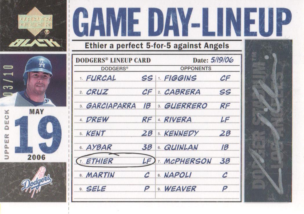 2007 UD Black Game Day Lineup Autographs Gold Spectrum #AE Andre Ethier