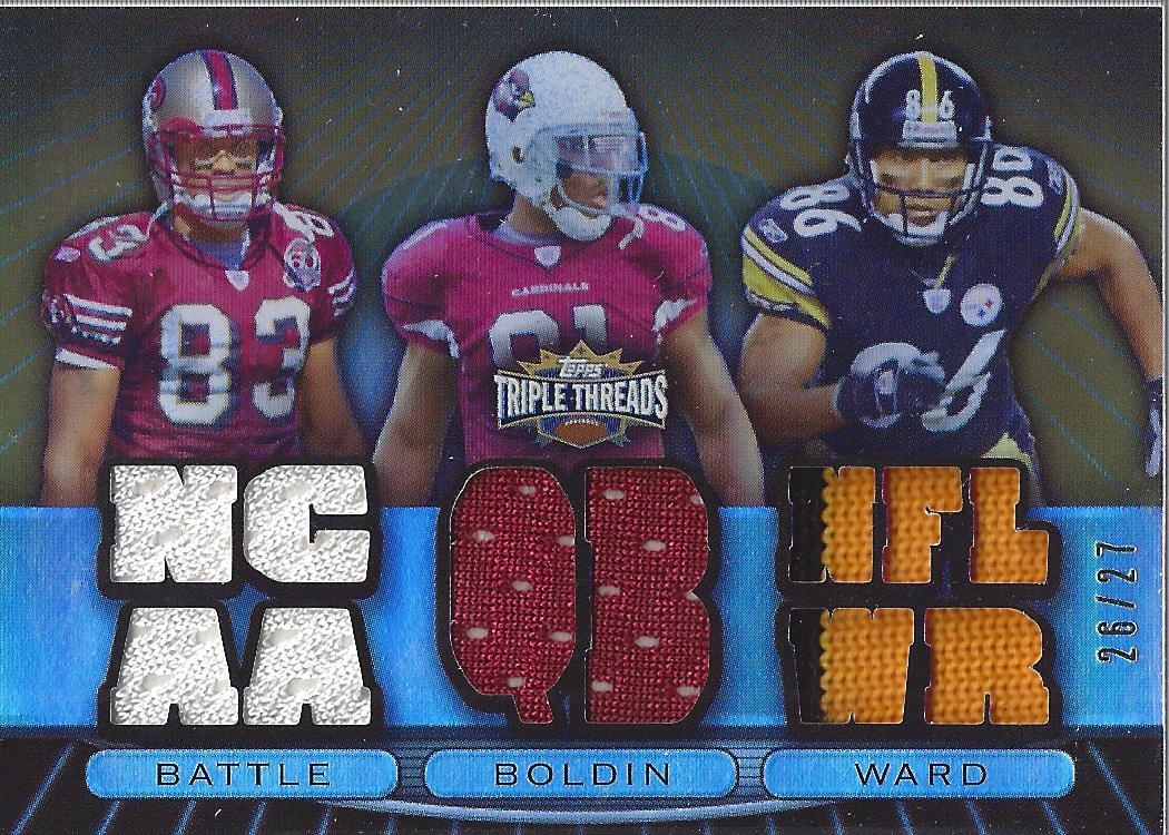 2007 Topps Triple Threads Relic Combos Sepia #56 Arnaz Battle/Anquan Boldin/Hines Ward