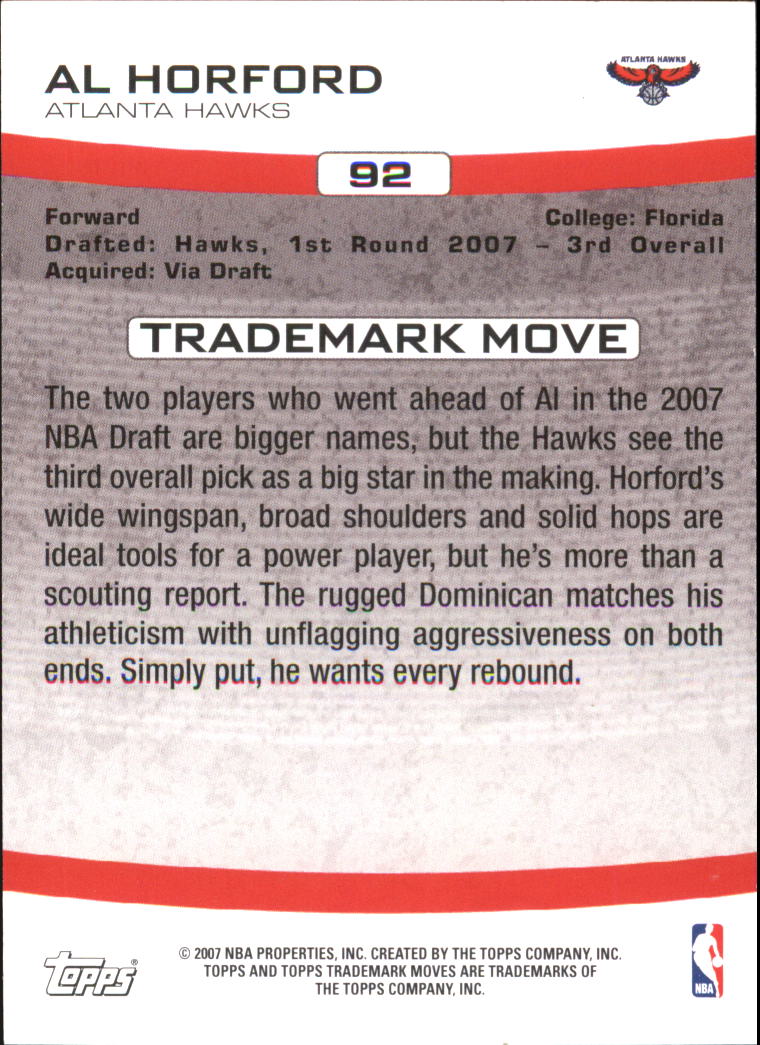 2007-08 Topps Trademark Moves Orange #92 Al Horford