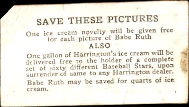 1928 Harrington's Ice Cream #33 Gene Hargrave back image
