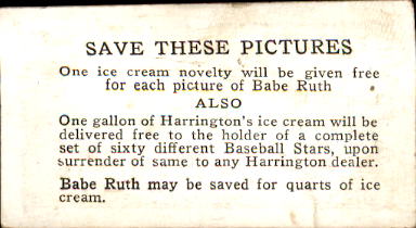 1928 Harrington's Ice Cream #49 Goose Goslin back image