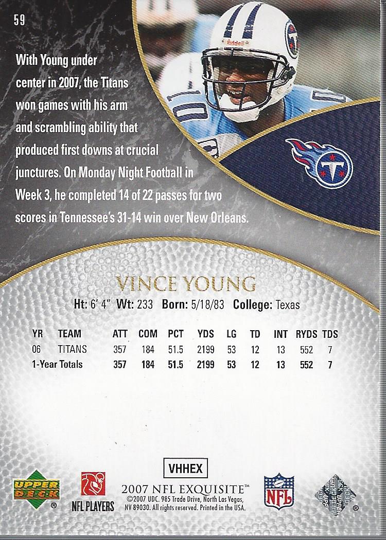 2007 Exquisite Collection #59 Vince Young back image