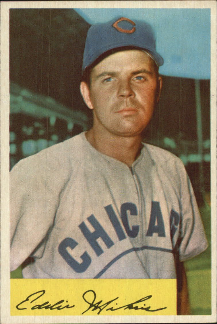 1954 Bowman #61B Eddie Miksis/.954/.961 Fielding Avg.
