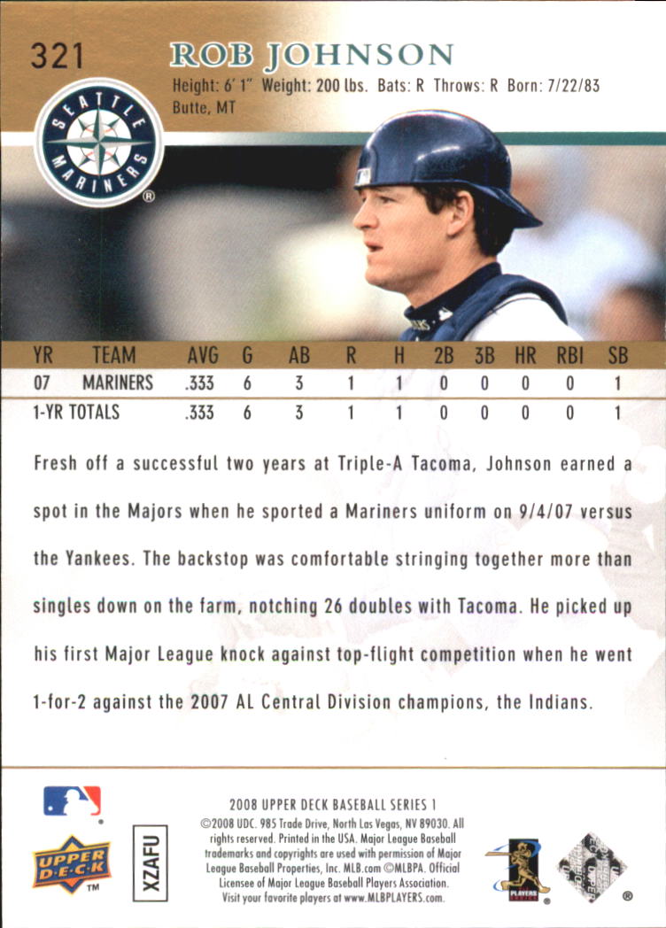 2008 Upper Deck Gold #321 Rob Johnson back image