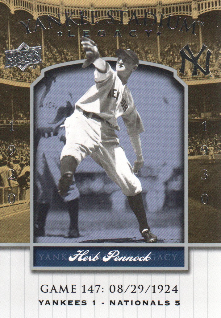 2008 Upper Deck Yankee Stadium Legacy Collection #147 Herb Pennock