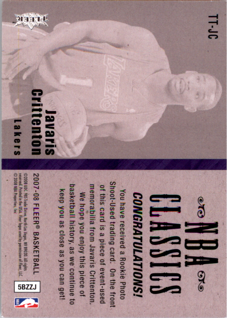 2007-08 Fleer NBA Classics #TTJC Javaris Crittenton back image