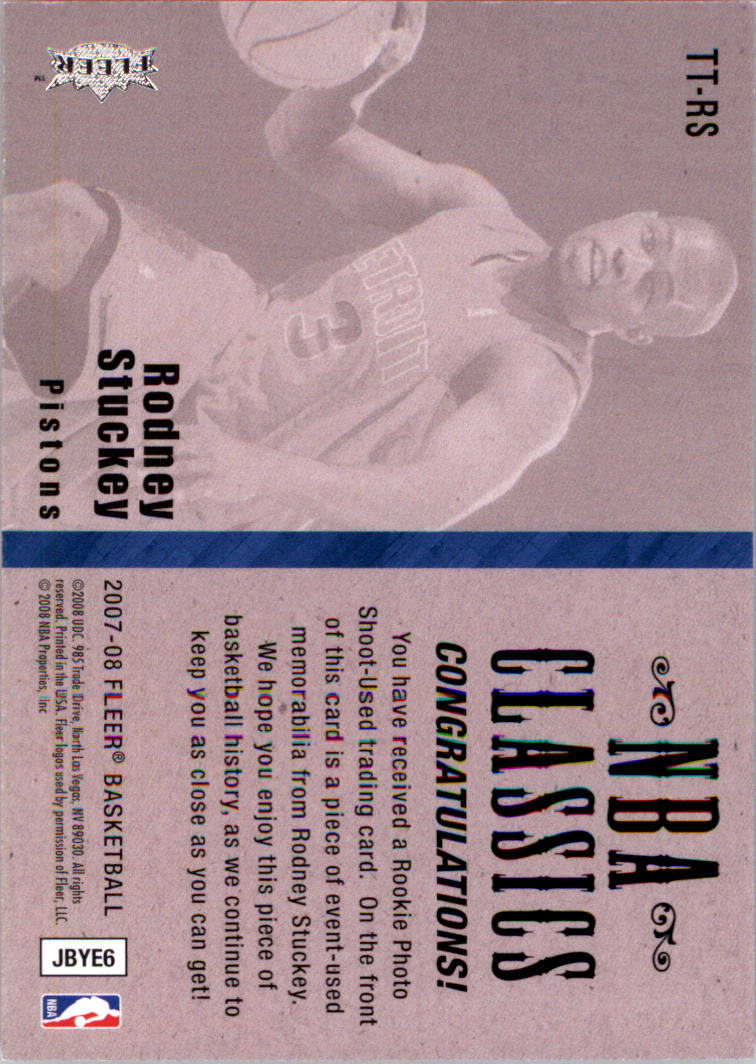 2007-08 Fleer NBA Classics #TTRS Rodney Stuckey back image