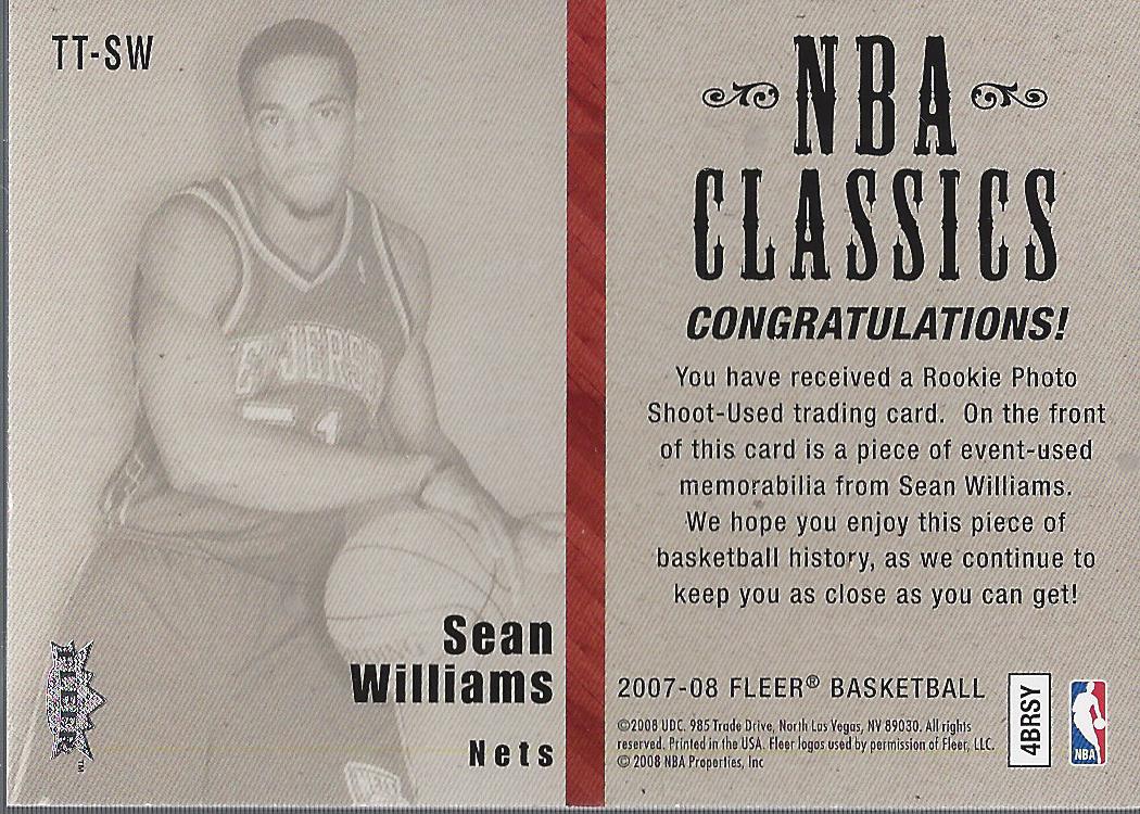 2007-08 Fleer NBA Classics #TTSW Sean Williams back image