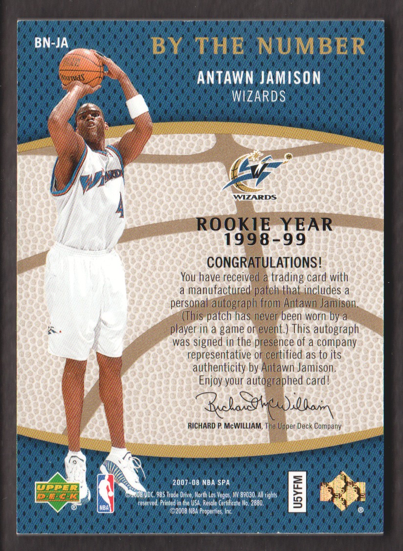 2007-08 SP Authentic By The Number Rookie Year #BNJA Antawn Jamison back image