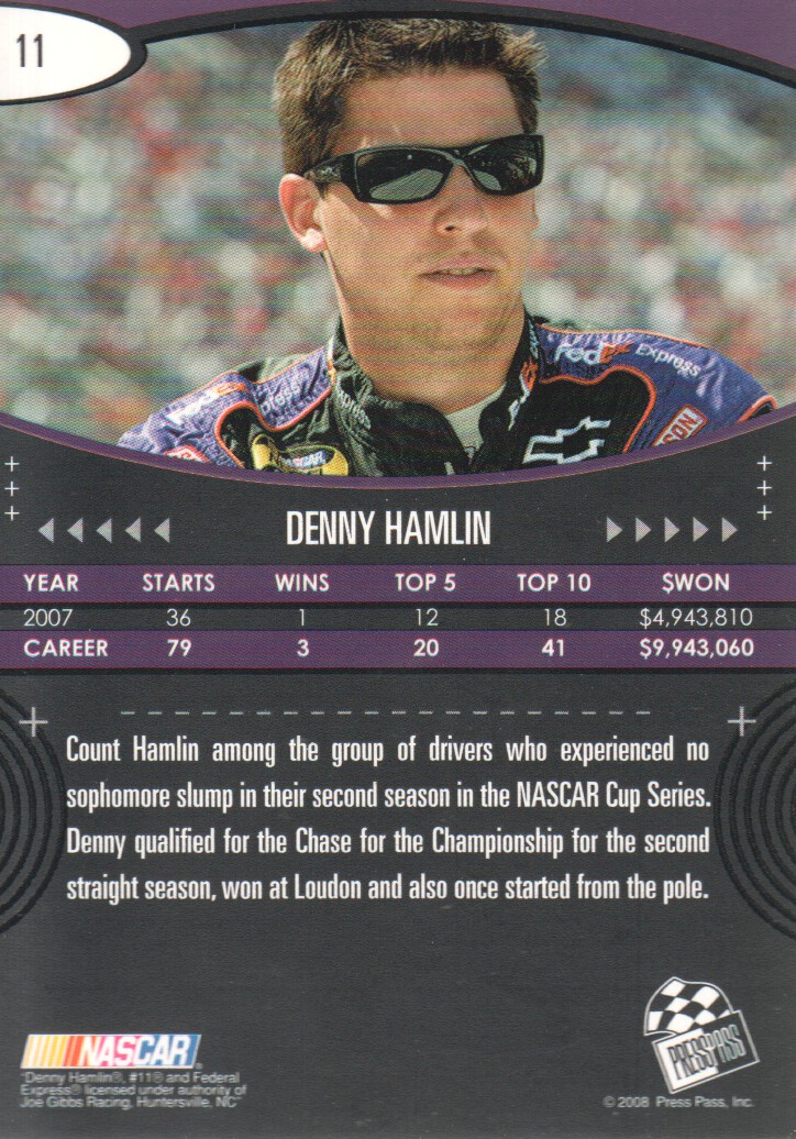 2008 Press Pass Eclipse #11 Denny Hamlin back image