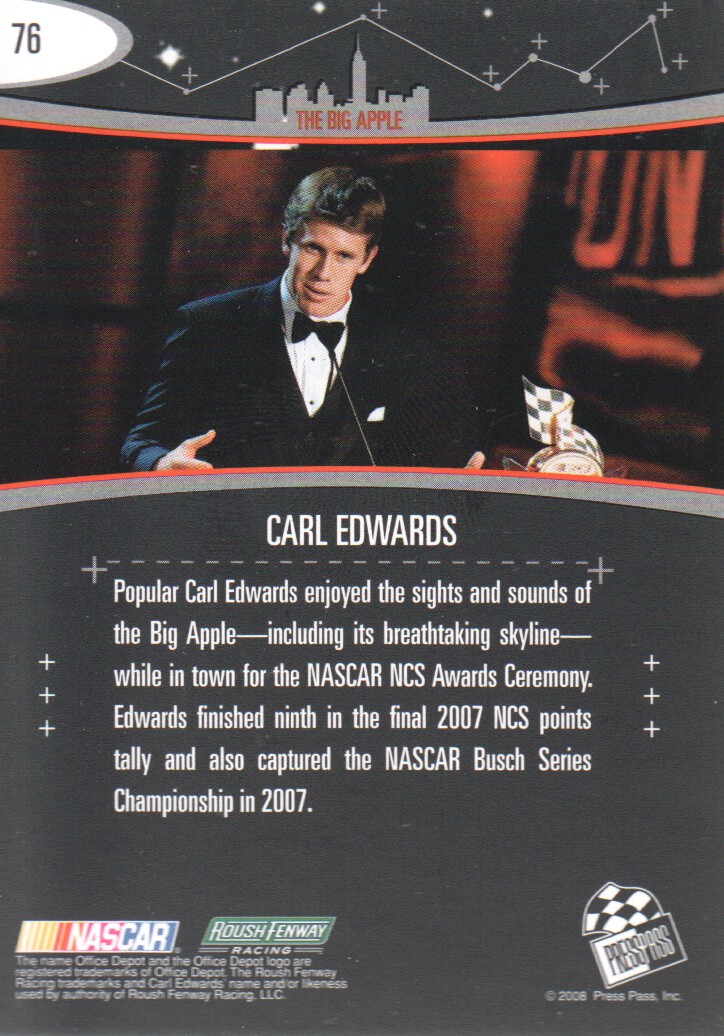 2008 Press Pass Eclipse #76 Carl Edwards SO back image
