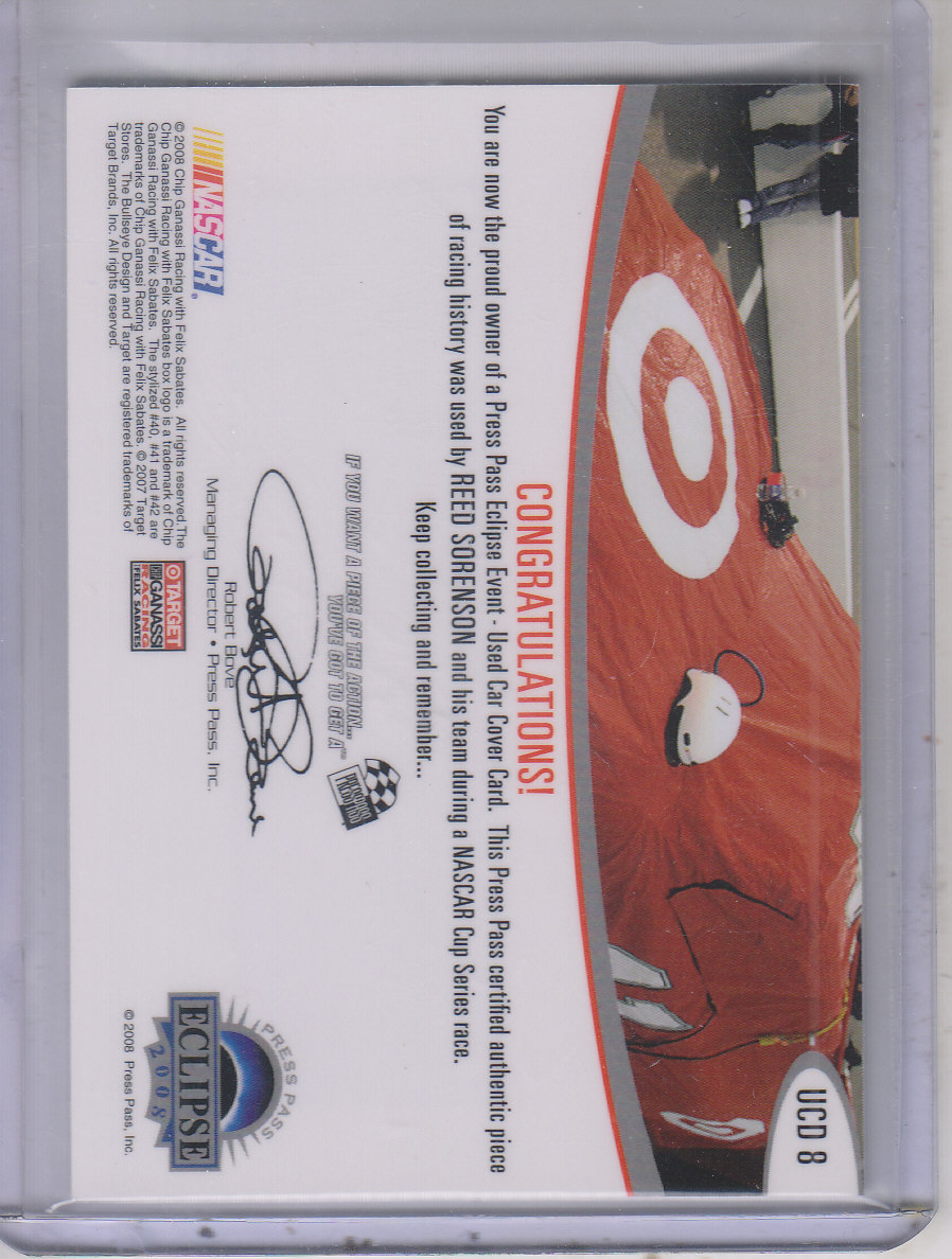 2008 Press Pass Eclipse Under Cover Drivers #UCD8 Reed Sorenson back image