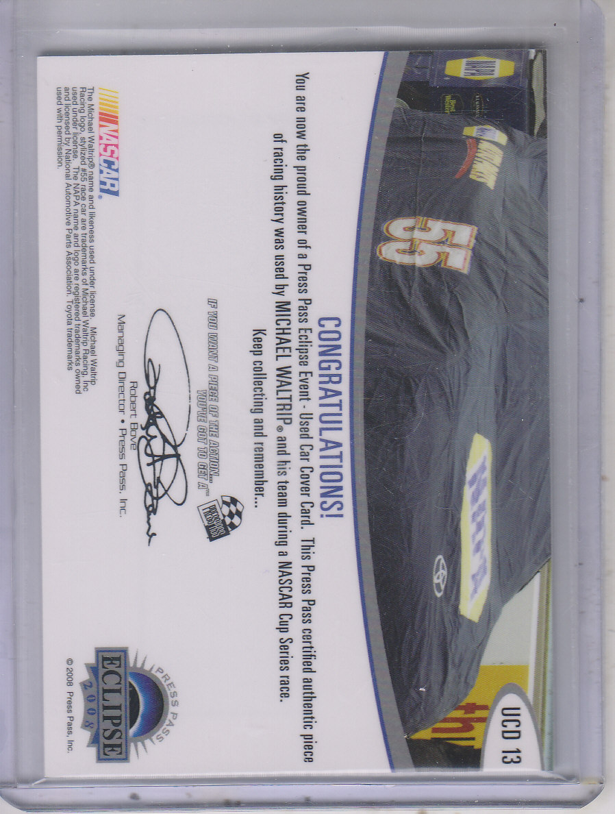 2008 Press Pass Eclipse Under Cover Drivers NASCAR #UCD13 Michael Waltrip back image